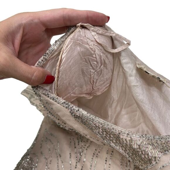 Vintage 100% Silk Swee Lo Hand Beaded Art Deco Midi Dress Size Small - Picture 11 of 13